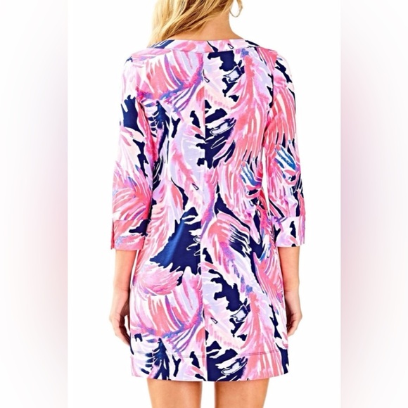 NWOT Lilly Pulitzer Merrit Shirt Dress True Blue Paradise Small Pink/ Navy Blue - Picture 4 of 12